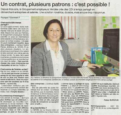 Témoignage du Groupement Employeurs Vendée GEV85 Témoignage du Groupement Employeurs Vendée GEV85